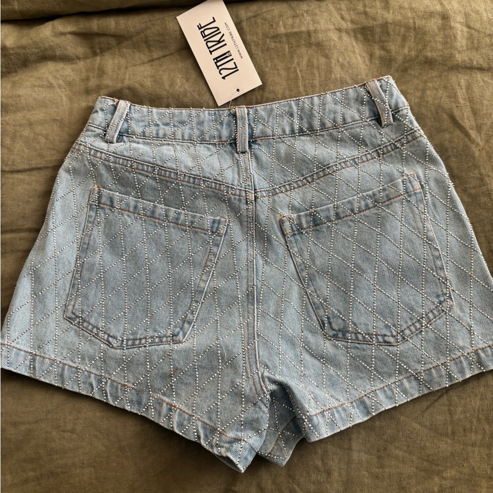Denim Studded Shorts